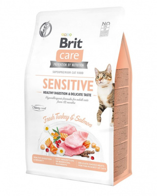 Brit Care Cat 0,4кг GF Sensitive Healthy Digestion & Delicate Taste сухой, для кошек с чувствительным пищеварением (540716)